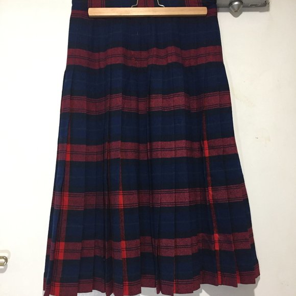 VINTAGE PENDLETON REVERSIBLE PLEATED PLAID MIDI SKIRTS SIZE 30 - Picture 7 of 10